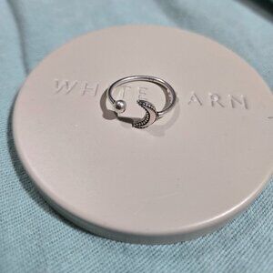 Moon Design Adjustable Ring, Sterling Silver Size 7
